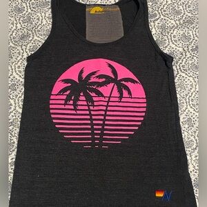 Aviator Nation Charcoal and Pink Sunset Tank Top